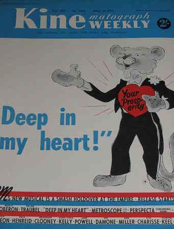 KINE WEEKLY magazine side cover 14 April 1955