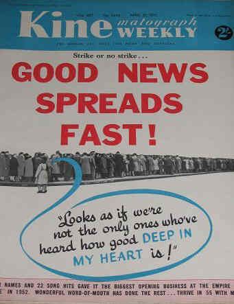 KINE WEEKLY magazine side cover 21 April 1955