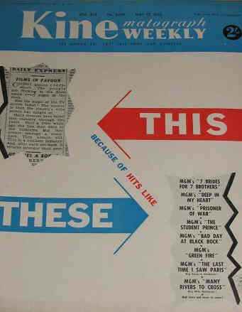 KINE WEEKLY magazine side cover 12 May 1955