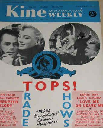 KINE WEEKLY magazine side cover 21 July 1955