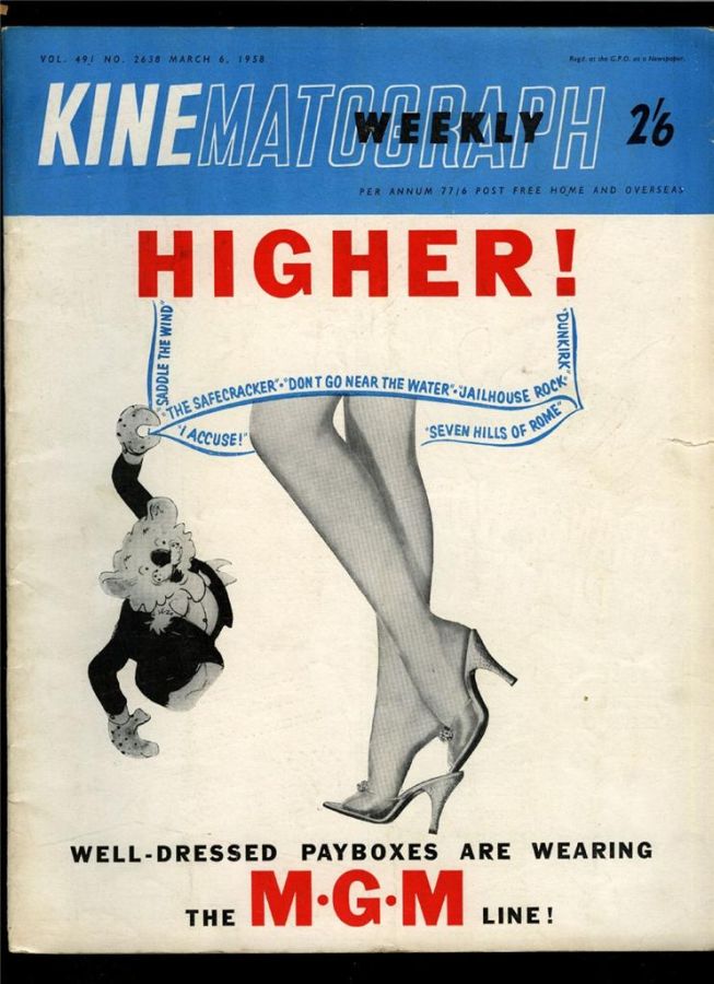 KINE WEEKLY magazine side cover 6 March 1958