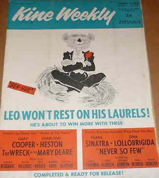 KINE WEEKLY magazine side cover 14 January 1960
