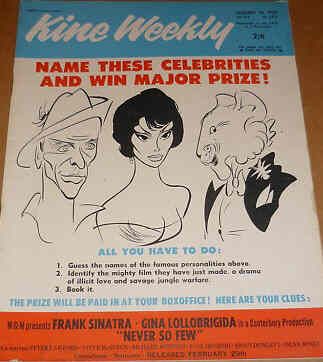 KINE WEEKLY magazine side cover 28 January 1960