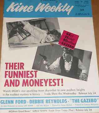 KINE WEEKLY magazine side cover 16 June 1960