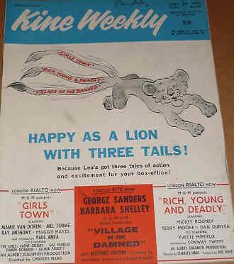 KINE WEEKLY magazine side cover 23 June 1960