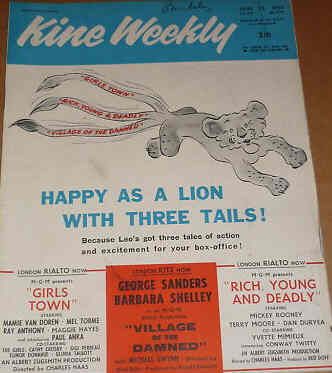 KINE WEEKLY magazine side cover 7 July 1960