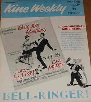 KINE WEEKLY magazine side cover 4 August 1960