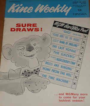 KINE WEEKLY magazine side cover 25 August 1960