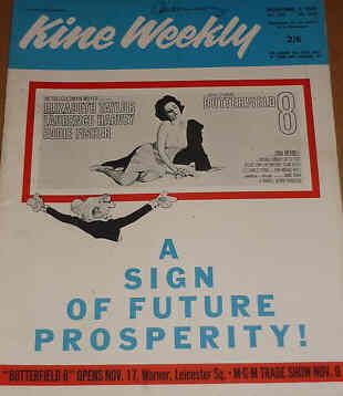 KINE WEEKLY magazine side cover 3 November 1960