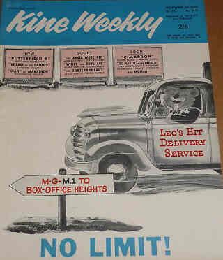 KINE WEEKLY magazine side cover 24 November 1960
