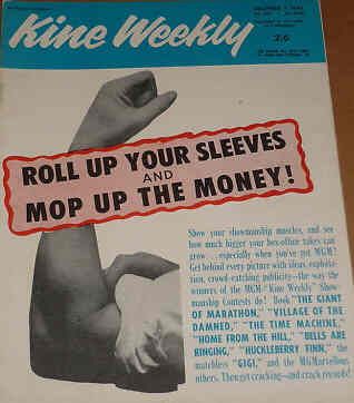 KINE WEEKLY magazine side cover 1 December 1960