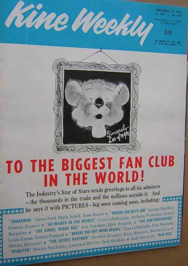 KINE WEEKLY magazine side cover 19 January 1961