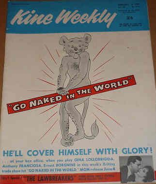 KINE WEEKLY magazine side cover 16 February 1961