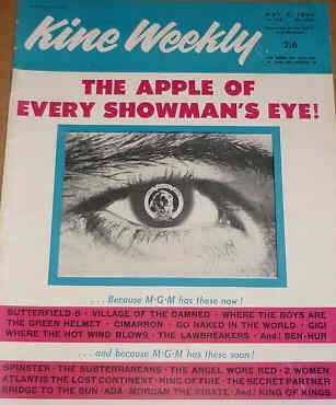 KINE WEEKLY magazine side cover 4 May 1961