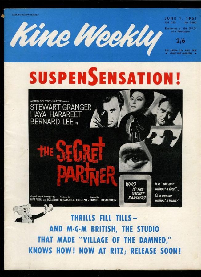 KINE WEEKLY magazine side cover 1 June 1961