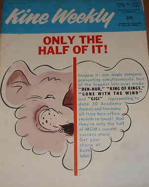 KINE WEEKLY magazine side cover 21 December 1961