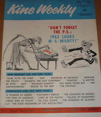 KINE WEEKLY magazine side cover 28 December 1961