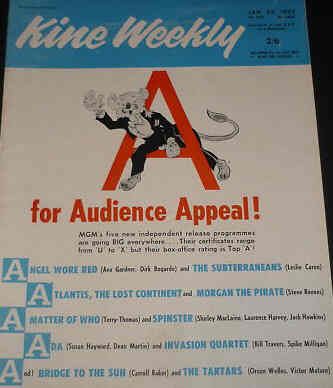 KINE WEEKLY magazine side cover 25 January 1962