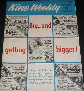 KINE WEEKLY magazine side cover 22 February 1962