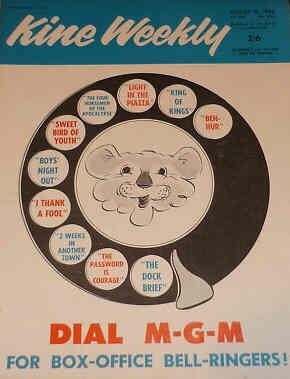 KINE WEEKLY magazine side cover 16 August 1962