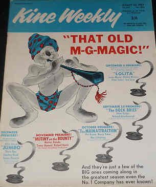 KINE WEEKLY magazine side cover 23 August 1962
