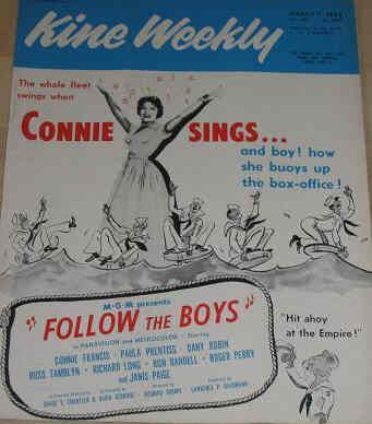 KINE WEEKLY magazine side cover 7 March 1963