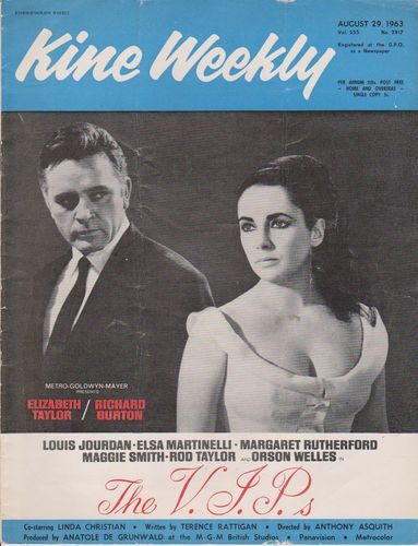KINE WEEKLY magazine side cover 29 August 1963