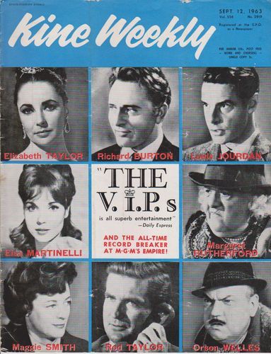 KINE WEEKLY magazine side cover 12 September 1963