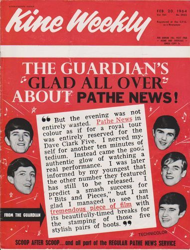 KINE WEEKLY magazine side cover 20 February 1964