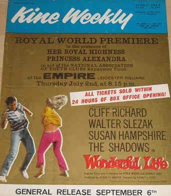 KINE WEEKLY magazine side cover 11 June 1964