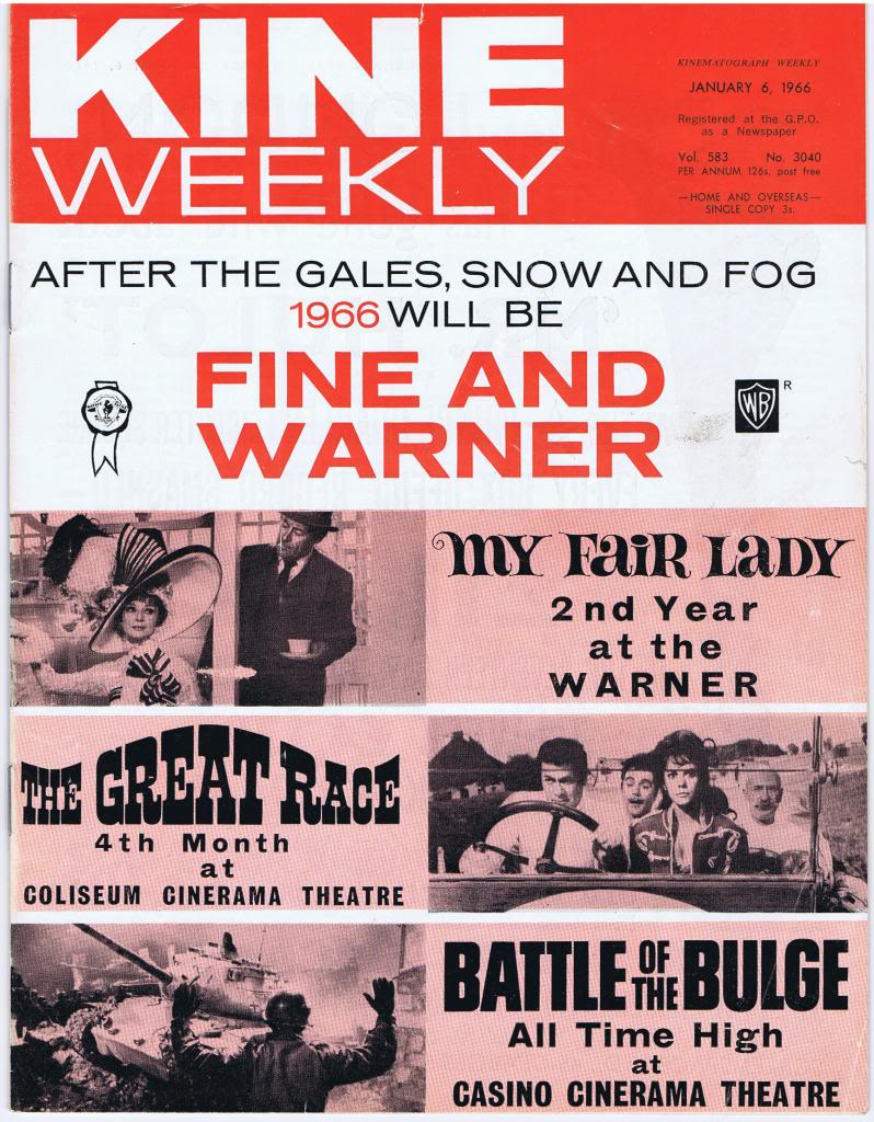 KINE WEEKLY magazine side cover 6 January 1966