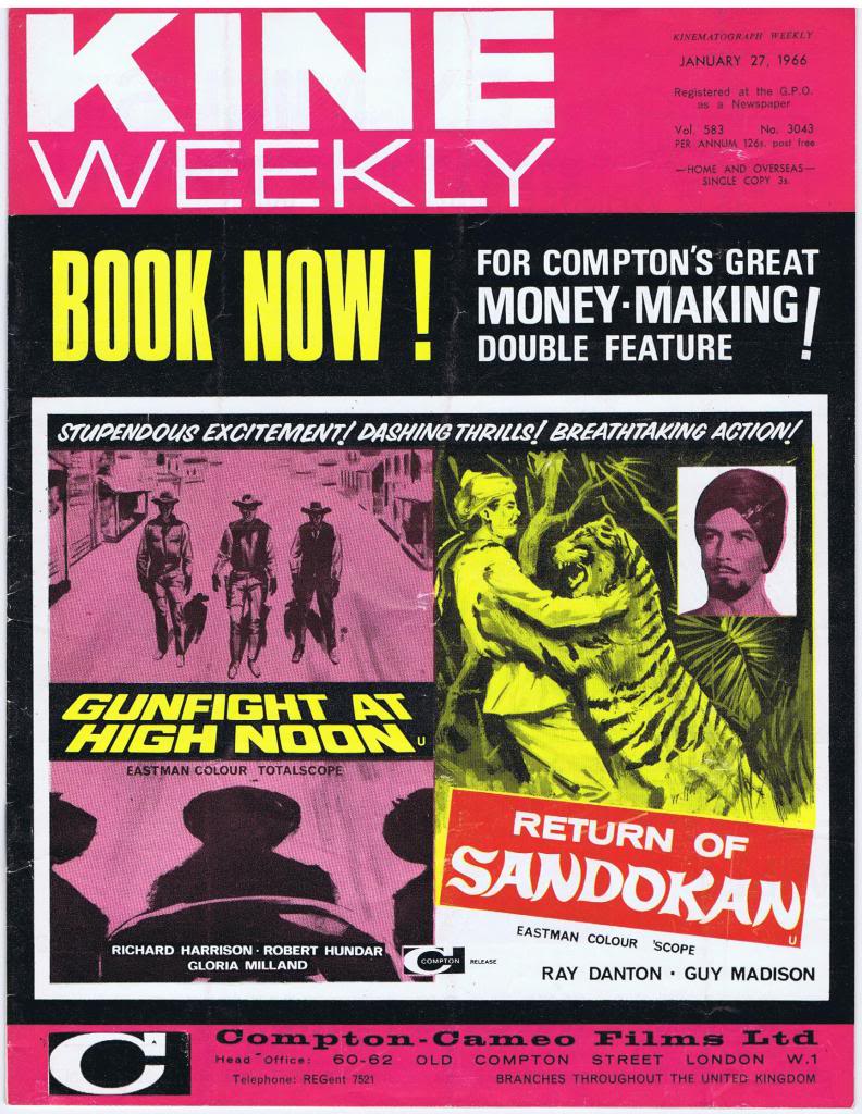 KINE WEEKLY magazine side cover 27 January 1966