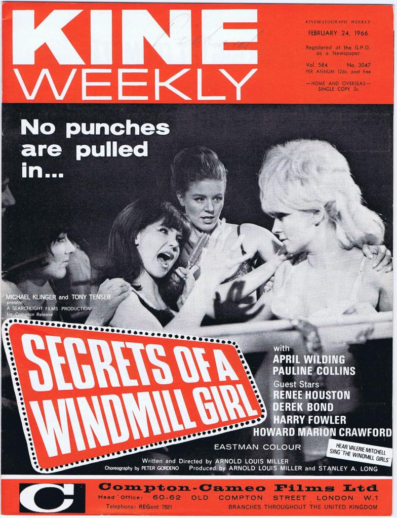 KINE WEEKLY magazine side cover 24 February 1966