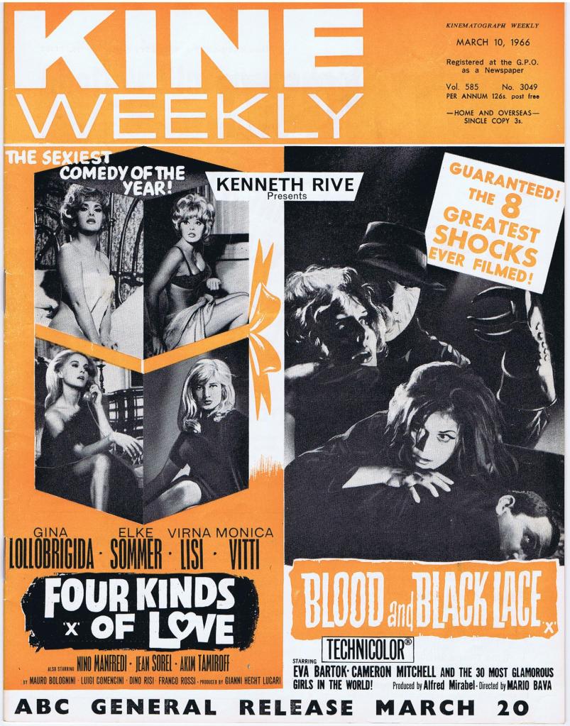 KINE WEEKLY magazine side cover 10 March 1966