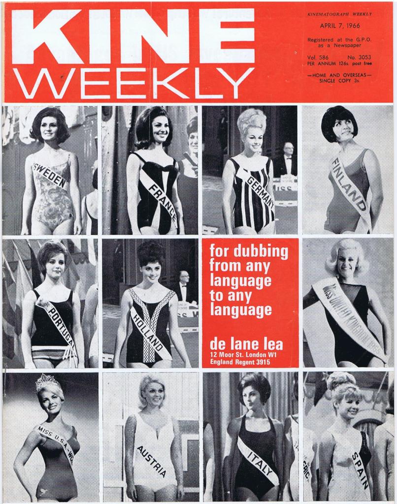 KINE WEEKLY magazine side cover 7 April 1966
