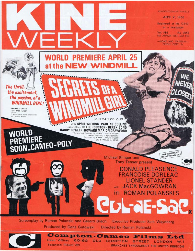 KINE WEEKLY magazine side cover 21 April 1966