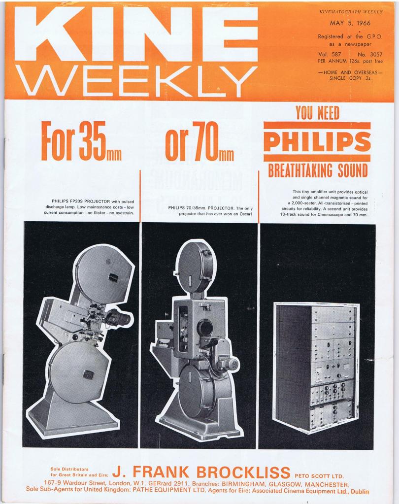 KINE WEEKLY magazine side cover 5 May 1966