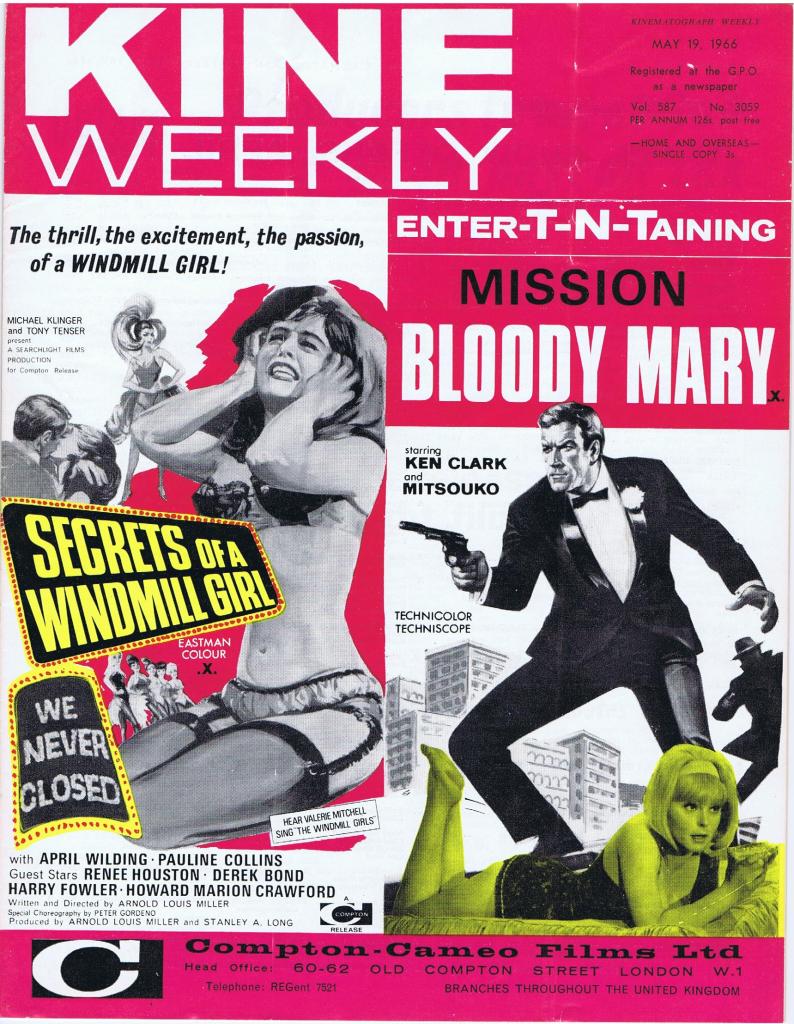 KINE WEEKLY magazine side cover 19 May 1966