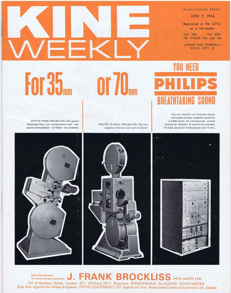KINE WEEKLY magazine side cover 2 June 1966