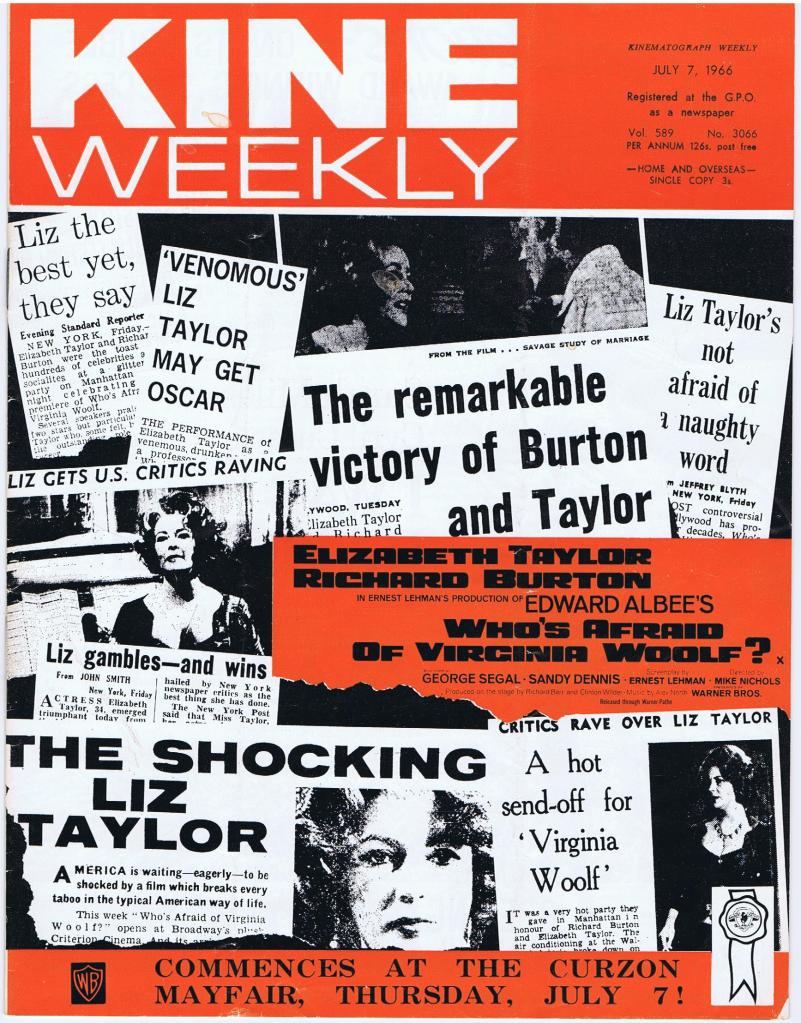 KINE WEEKLY magazine side cover 7 July 1966