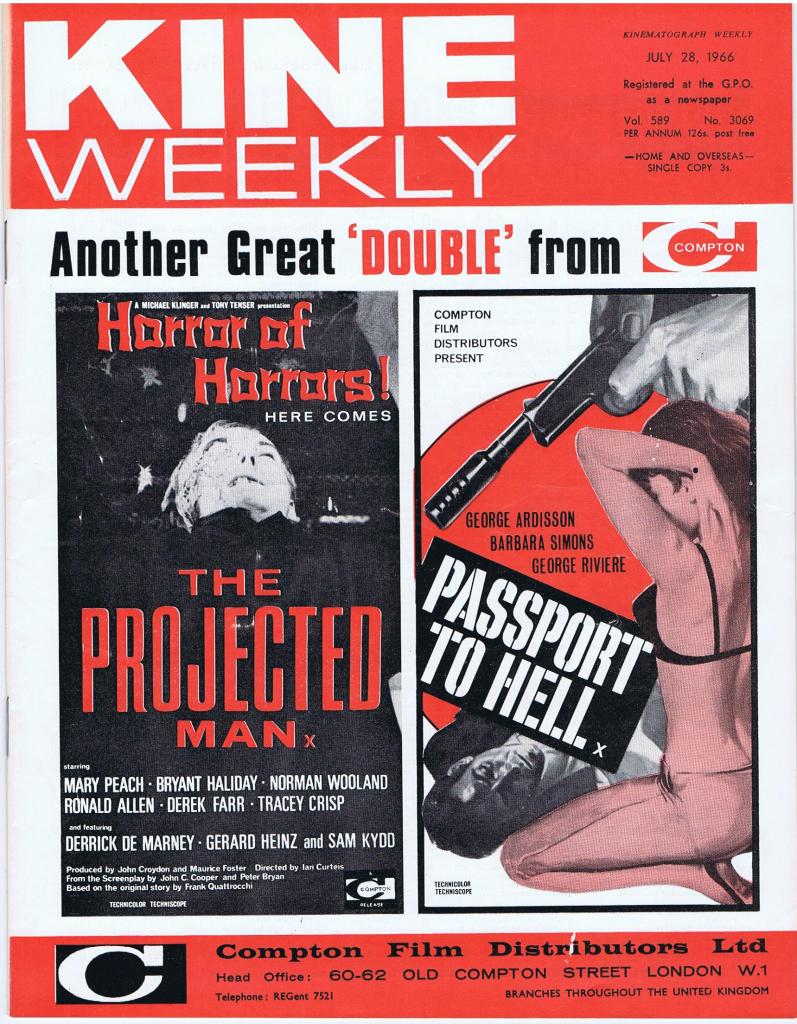 KINE WEEKLY magazine side cover 28 July 1966