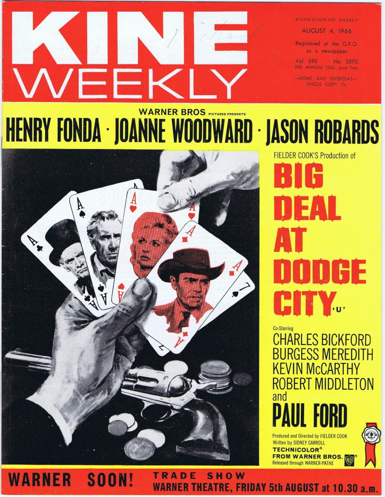 KINE WEEKLY magazine side cover 4 August 1966