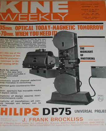 KINE WEEKLY magazine side cover 3 November 1966