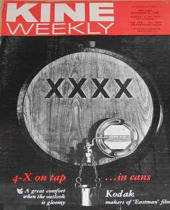 KINE WEEKLY magazine side cover 31 December 1966