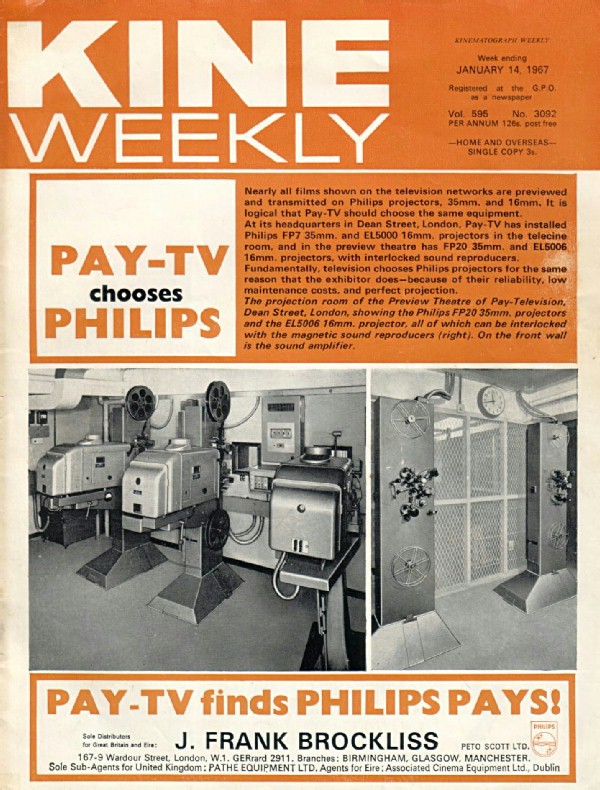 KINE WEEKLY magazine side cover 14 January 1967