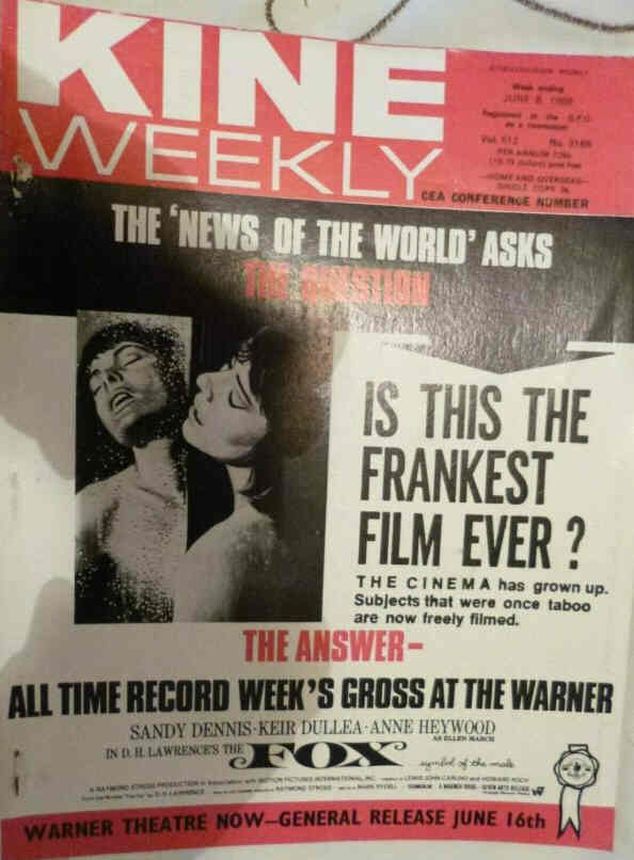 KINE WEEKLY magazine side cover 8 June 1968
