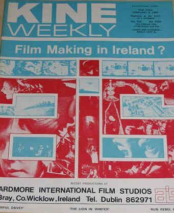 KINE WEEKLY magazine side cover 8 February 1969