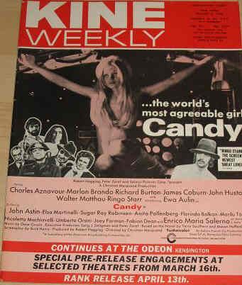 KINE WEEKLY magazine side cover 8 March 1969