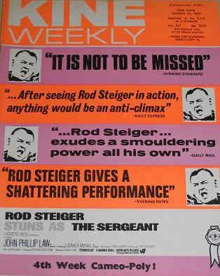 KINE WEEKLY magazine side cover 15 March 1969