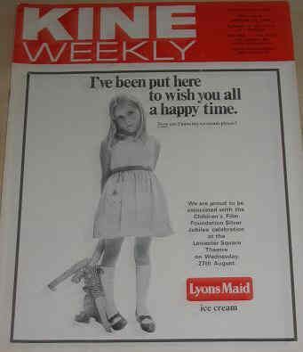 KINE WEEKLY magazine side cover 23 August 1969